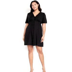 Button Down Crepe Mini Dress